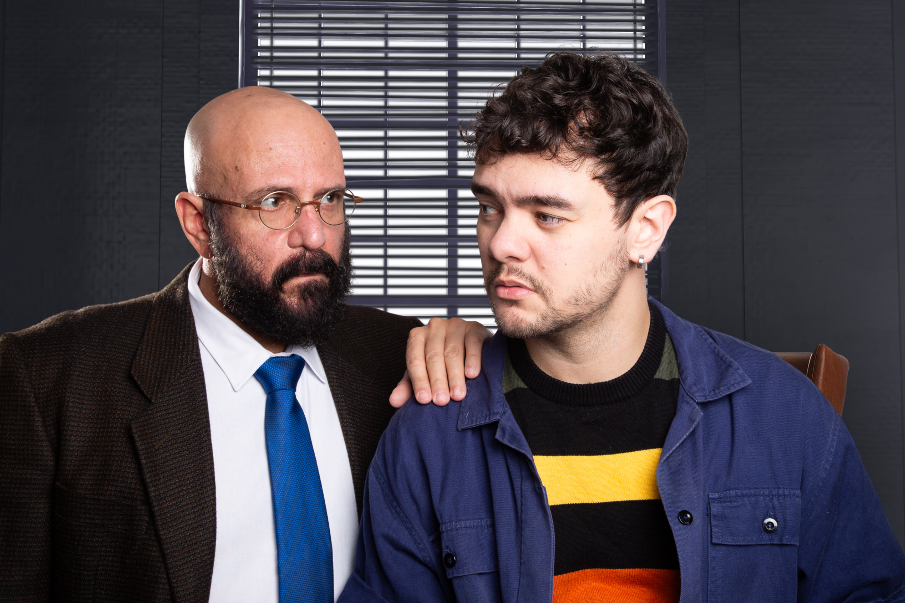 Cena do espetáculo O Ponto Final com Luccas Papp e Marcos Lacerda no Teatro Multiplan